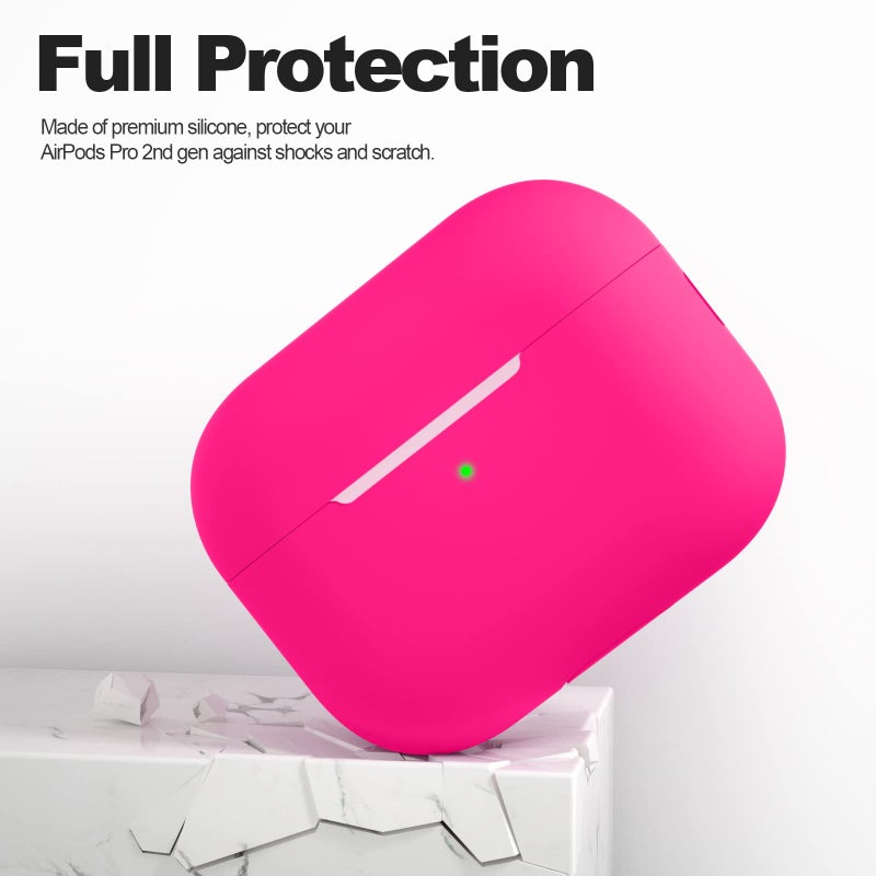 ATUAT for AirPods Pro 2nd Generation Case Cover(2022), Protective Soft Silicone Skin Accessories for Men Women Boys Girls for Apple AirPods Pro Gen 2, Front LED Visible-Hot Pink - Image 5